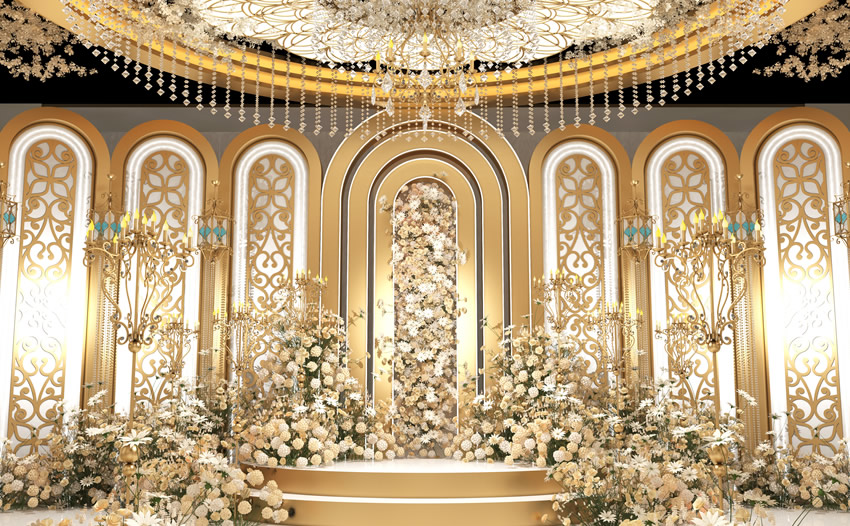 头屯河香槟色调婚礼堂效果展示